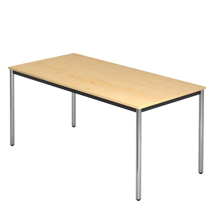 Tisch D-Serie, Fuß rund, 160 x 80 cm, Chrom/4 Dekore